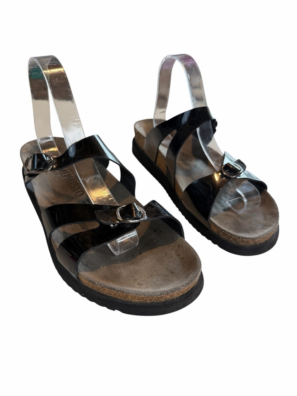 Mephisto Black Leather Sandals - Summer Two Straps with Buckles